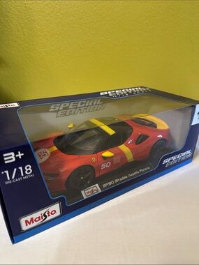πSpecial Edition Red & Yellow SF90 Stradale Assetto Fiorano Die-Cast Toy Car